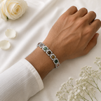 Metal Dhan Yog Men Bracelet (Silver Plated) + Free Gangajal And Digital Naam Jap Counter