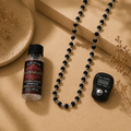 Silver Plated Karungali Mala (8mm) + Gangajal And Digital Naam Jap Counter