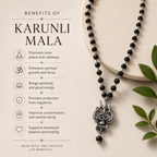 Silver Plated Karungali Mala 8mm with Trishool Pendant + Gangajal And Digital Naam Jap Counter