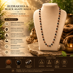 Silver Plated Karungali Rudraksha Mala| Natural Ebony Wood | Tatvakart