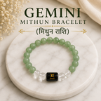 Gemini Zodiac Bracelet (मिथुन राशि) | Natural Green Aventurine & Clear Quartz Crystal Bracelet