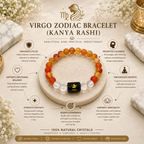 Virgo Zodiac Bracelet (कन्या राशि) | Natural Carnelian & Clear Quartz Crystal Bracelet