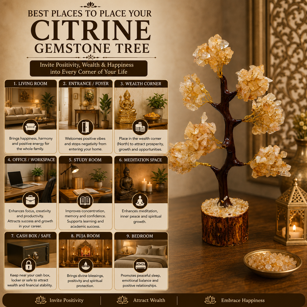 Natural Citrine Crystal Tree for Abundance, Positivity & Prosperity | Premium Gemstone Bonsai Décor