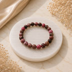 Rhodonite Bracelet with Natural Selenite Plate
