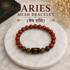 Aries Zodiac Bracelet (मेष राशि) | Natural Red Jasper & Tiger Eye Crystal Bracelet