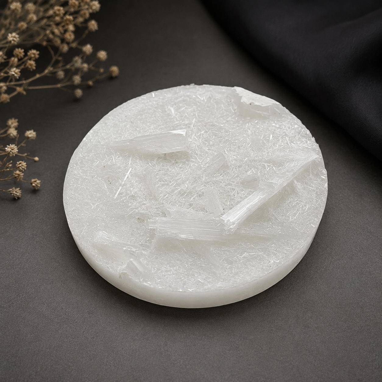 Natural Selenite Charging Plate for Crystal Cleansing & Charging