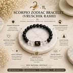 Scorpio Zodiac Bracelet (वृश्चिक राशि) | Natural Black Obsidian & Clear Quartz Crystal Bracelet
