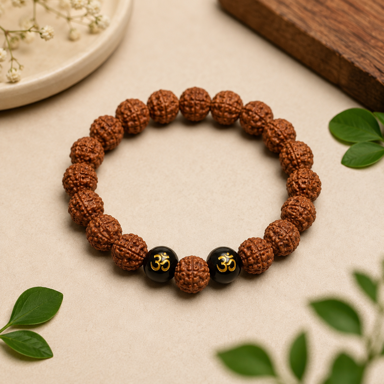 Rudraksha With Om Charm Bracelet