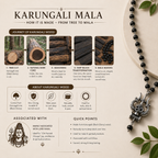 Silver Plated Karungali Mala 8mm with Trishool Pendant + Gangajal And Digital Naam Jap Counter