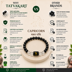 Capricorn Zodiac Bracelet (मकर राशि) | Natural Black Onyx & Clear Quartz Crystal Bracelet