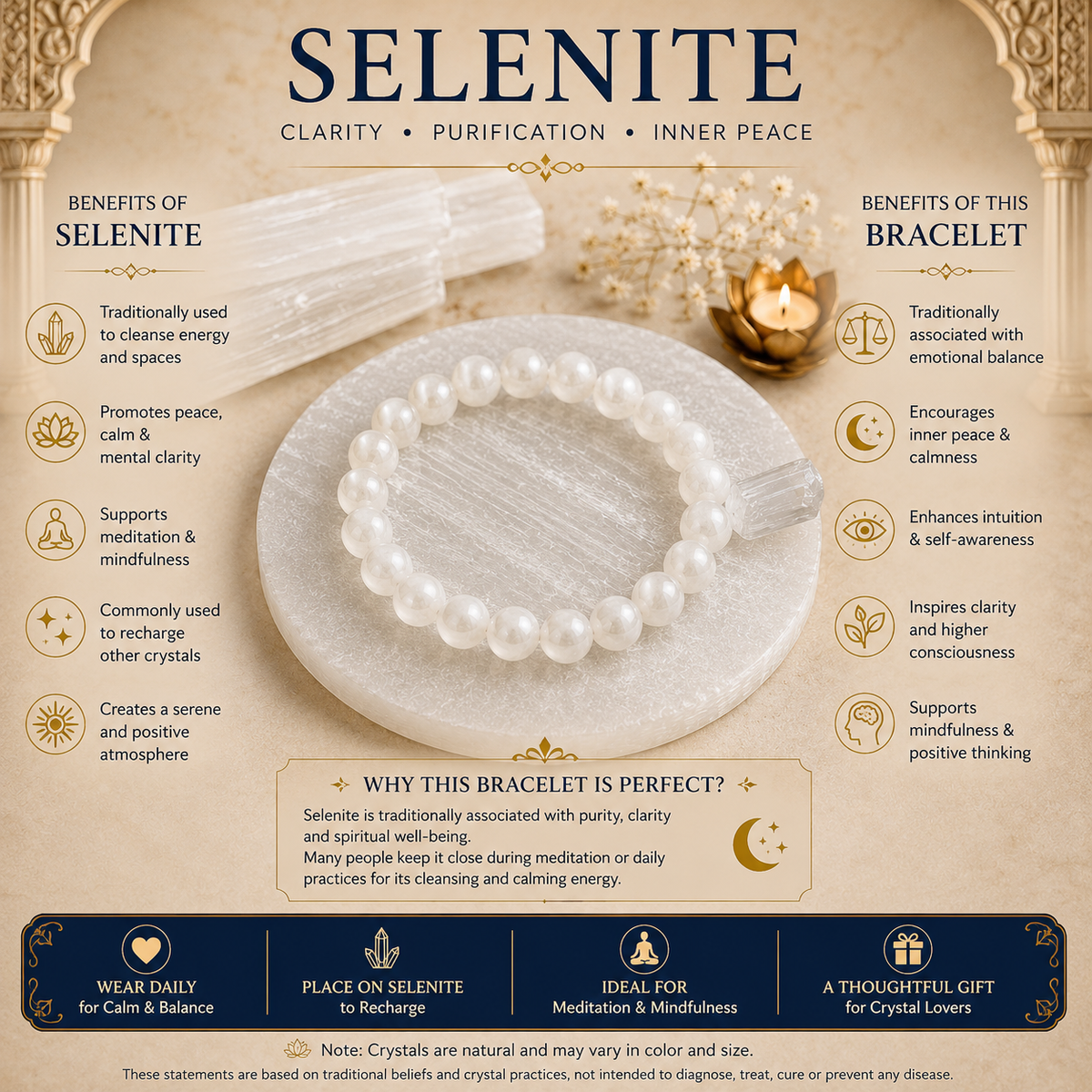 Selenite Bracelet with Selenite Charging Plate | Tatvakart