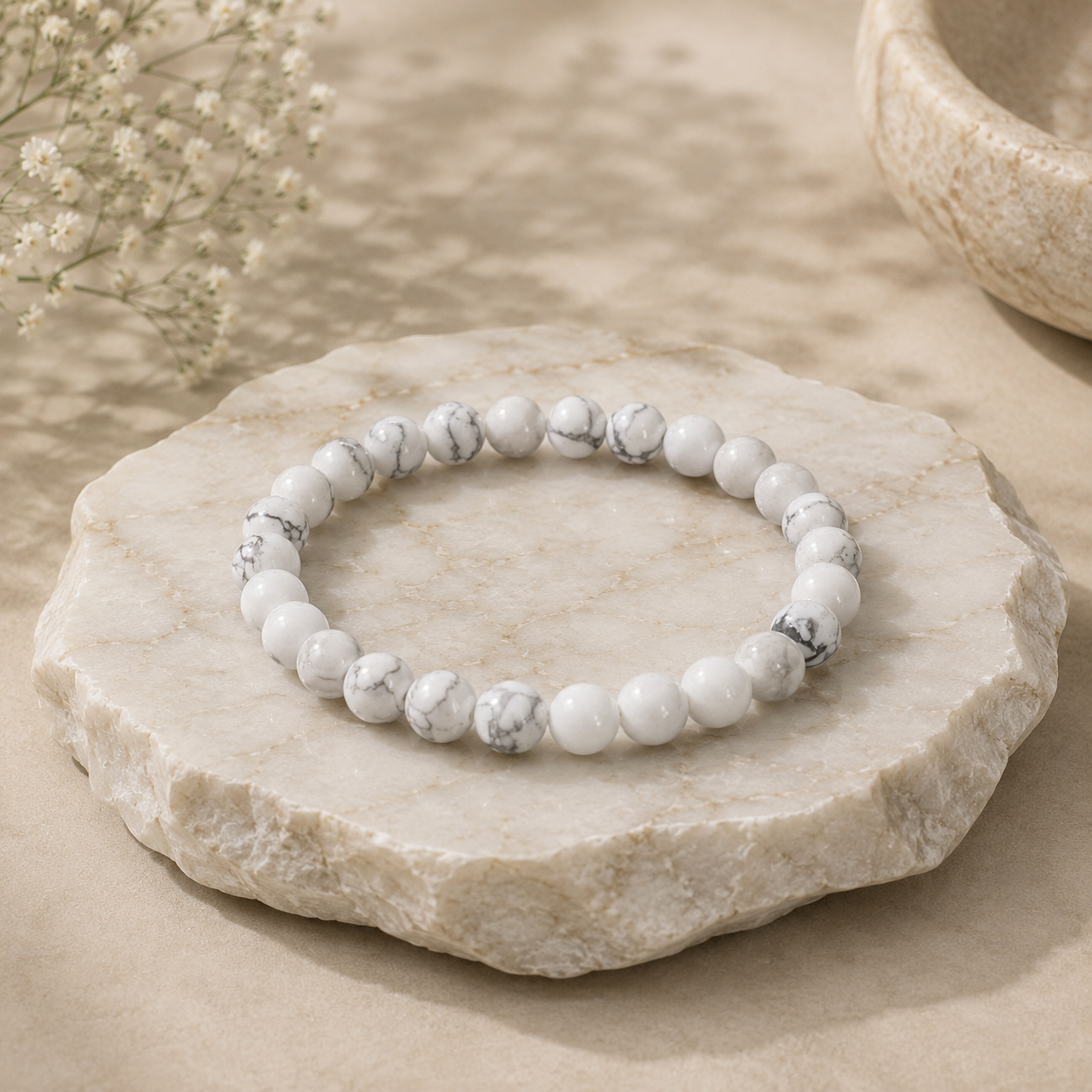 Howlite Bracelet  + Free Gangajal And Digital Naam Jap Counter