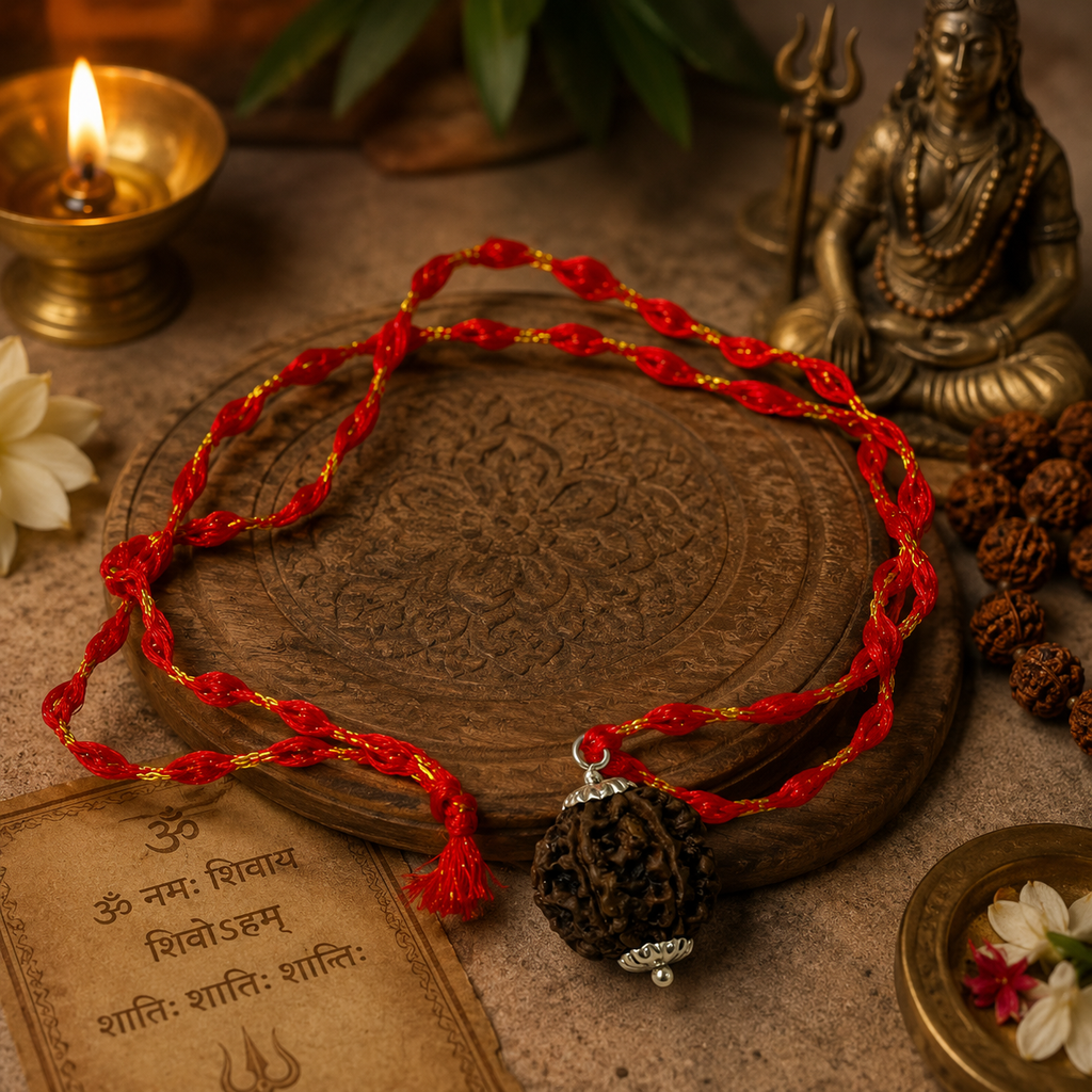 6 Mukhi Rudraksha With Sacred Thread