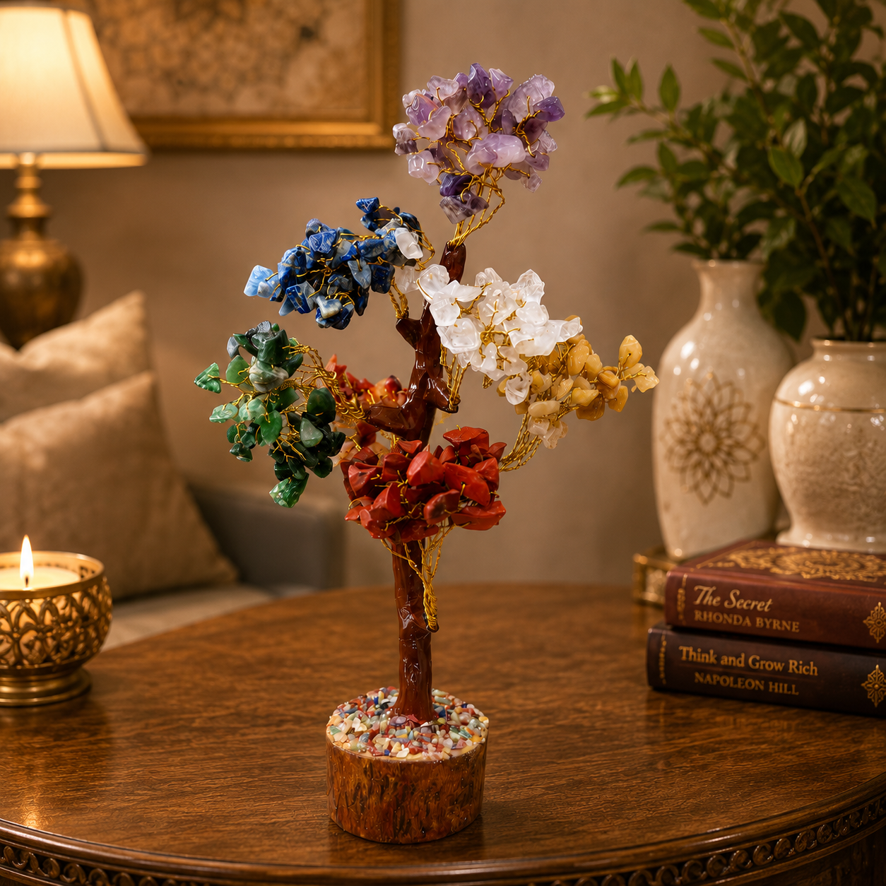 Natural 7 Chakra Crystal Tree for Balance, Harmony & Positive Energy | Premium Gemstone Bonsai