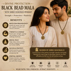 Black Bead Karungali Mala with Shree Hanuman Pendant | Natural Ebony Wood | Divine Protection | Tatvakart