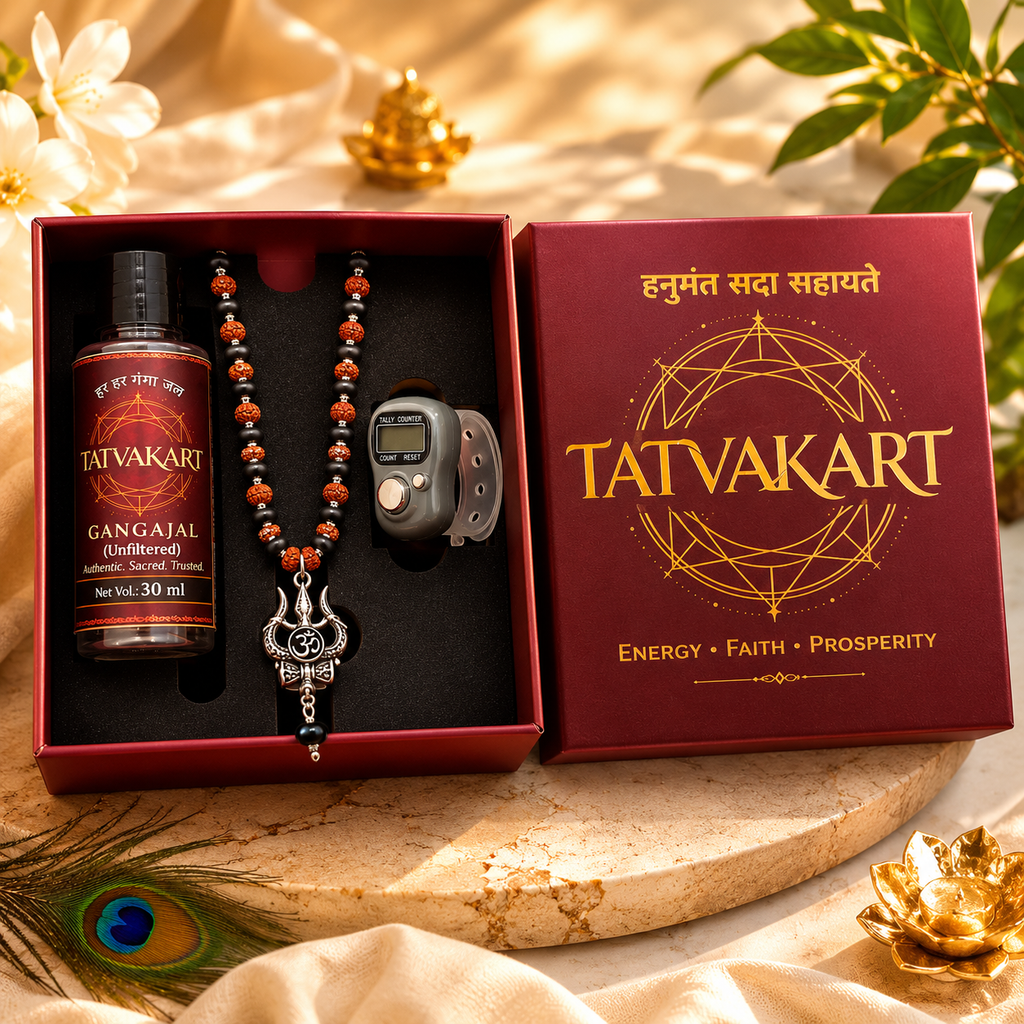 Silver Plated Karungali Rudraksha Mala with Trishul Om Pendant | Natural Ebony Wood | Tatvakart