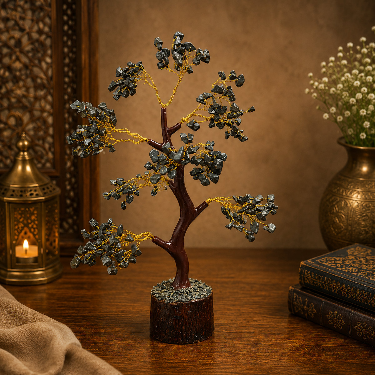 Natural Pyrite Crystal Tree for Prosperity, Protection & Positive Energy | Premium Gemstone Bonsai Décor