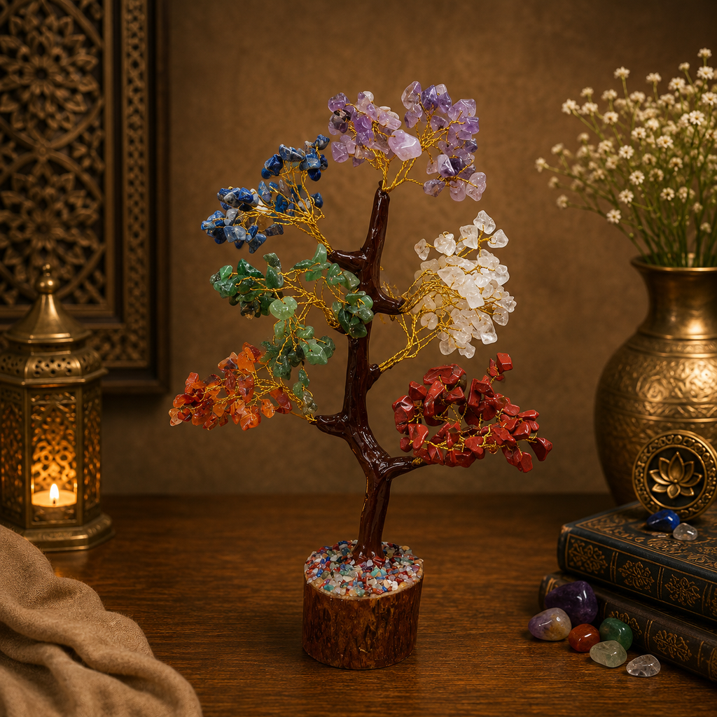Natural 7 Chakra Crystal Tree for Balance, Harmony & Positive Energy | Premium Gemstone Bonsai
