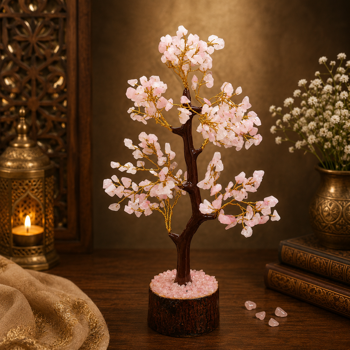 Natural Rose Quartz Crystal Tree for Love, Harmony & Positive Energy | Premium Gemstone Bonsai Décor