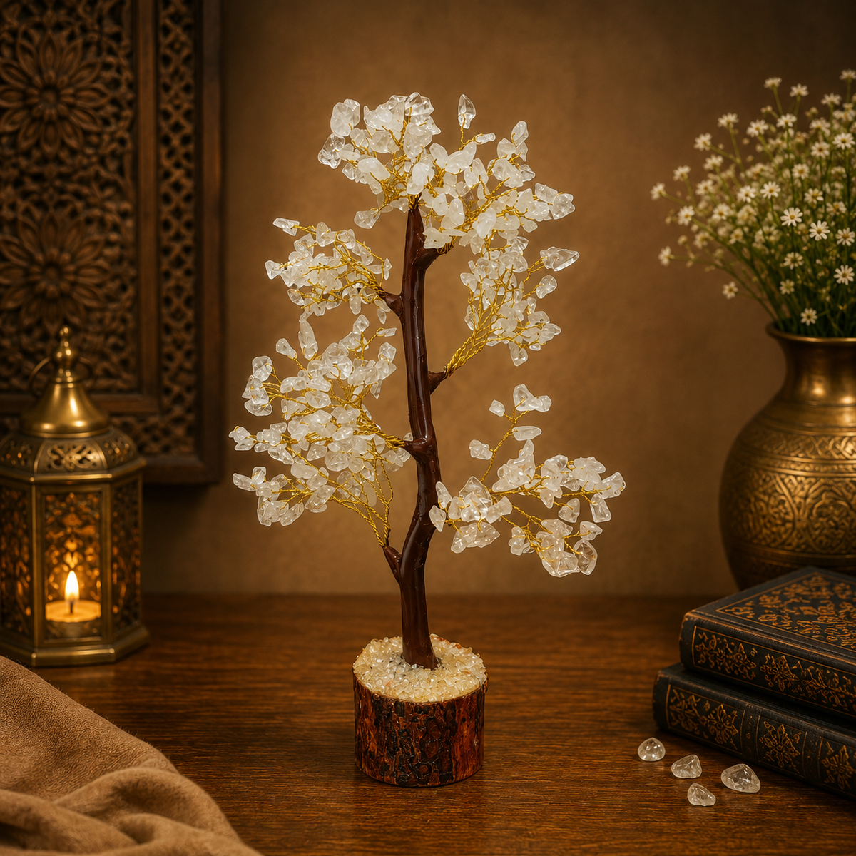 Natural Clear Quartz Crystal Tree for Clarity, Focus & Positive Energy | Premium Gemstone Bonsai Décor