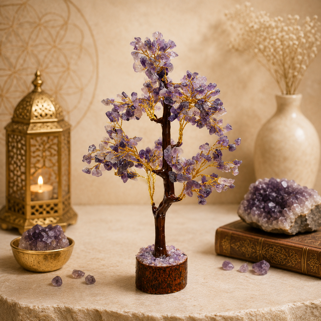 Natural Amethyst Crystal Tree for Calmness, Clarity & Positive Energy | Premium Gemstone Bonsai Décor