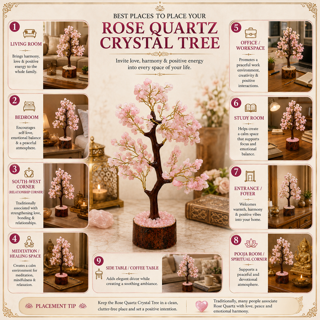 Natural Rose Quartz Crystal Tree for Love, Harmony & Positive Energy | Premium Gemstone Bonsai Décor