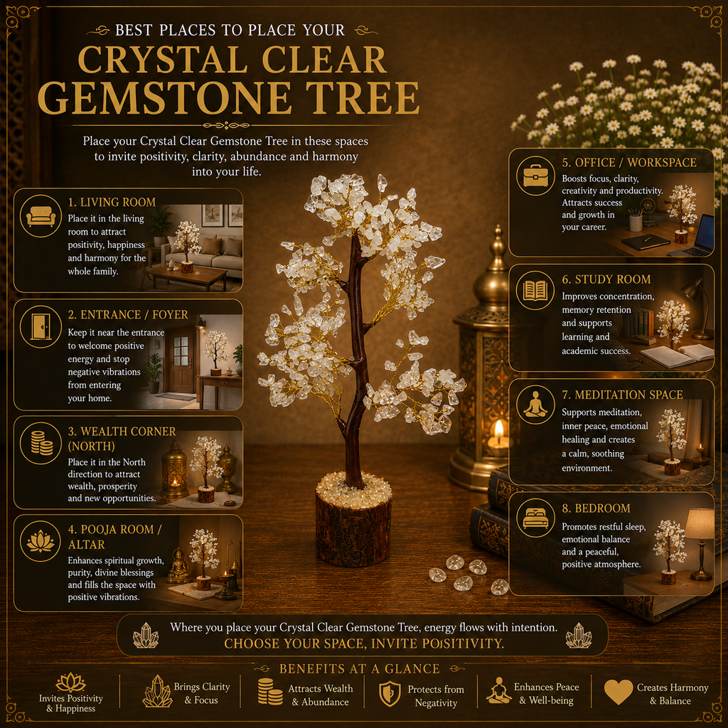 Natural Clear Quartz Crystal Tree for Clarity, Focus & Positive Energy | Premium Gemstone Bonsai Décor