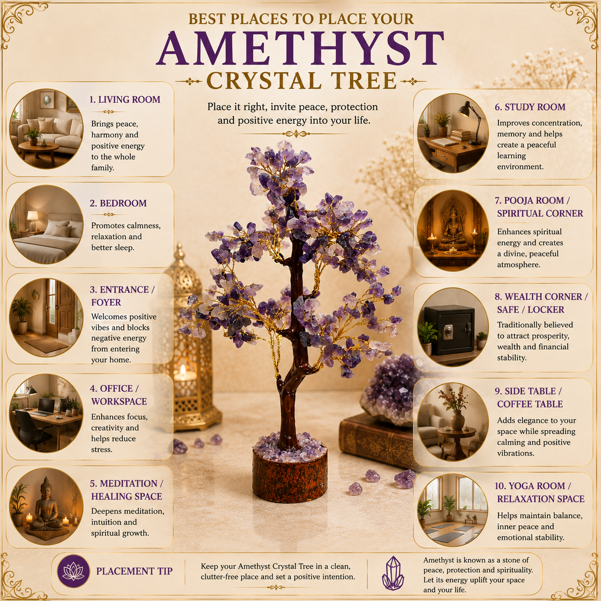 Natural Amethyst Crystal Tree for Calmness, Clarity & Positive Energy | Premium Gemstone Bonsai Décor