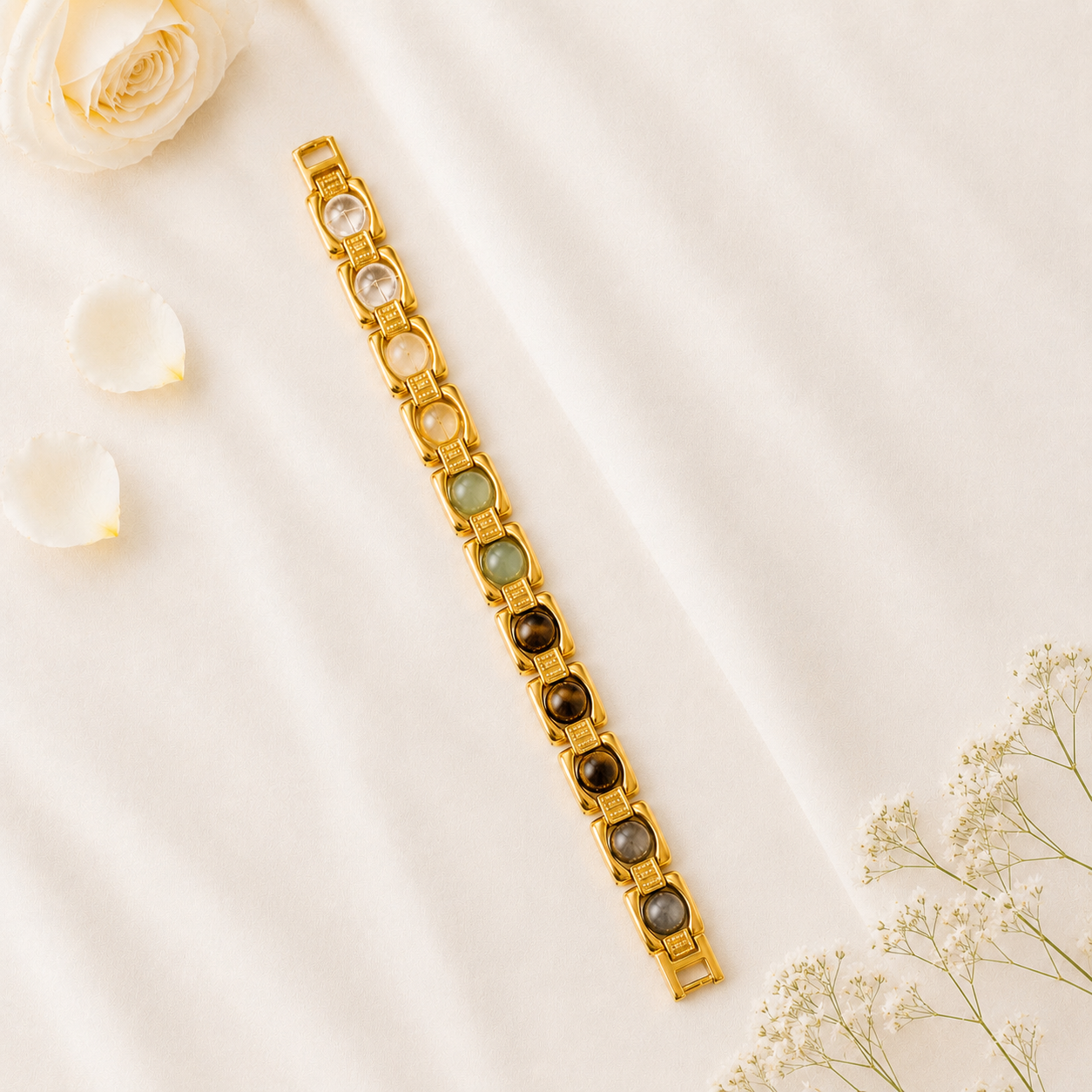 Metal Dhan Yog Men Bracelet (Gold Plated) + Free Gangajal And Digital Naam Jap Counter