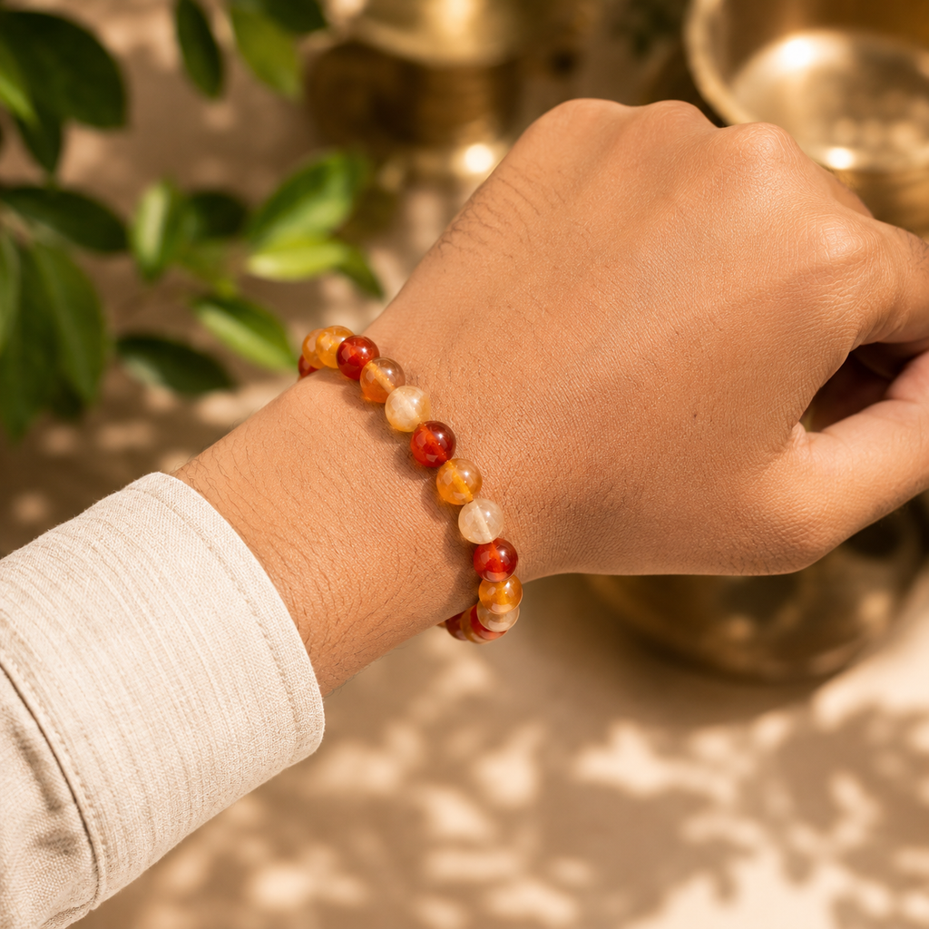 Red Carnelian Bracelet with Natural Selenite Plate