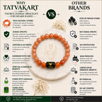 Taurus Zodiac Bracelet (वृषभ राशि) | Natural Carnelian & Sunstone Crystal Bracelet