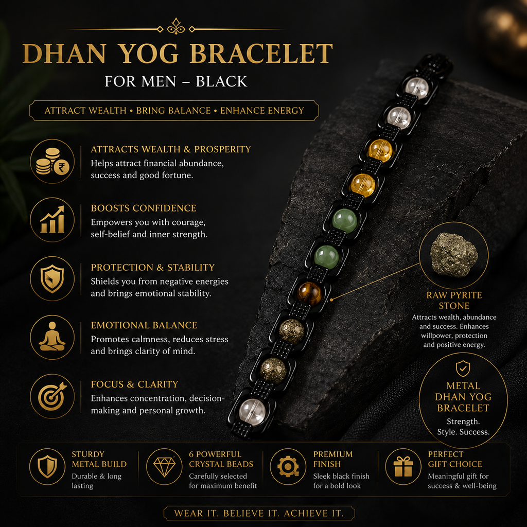 Metal Dhan Yog Bracelet (Black Plated) + Free Gangajal And Naam Jap Counter