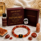 Taurus Zodiac Bracelet (वृषभ राशि) | Natural Carnelian & Sunstone Crystal Bracelet