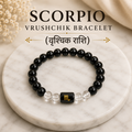 Scorpio Zodiac Bracelet (वृश्चिक राशि) | Natural Black Obsidian & Clear Quartz Crystal Bracelet