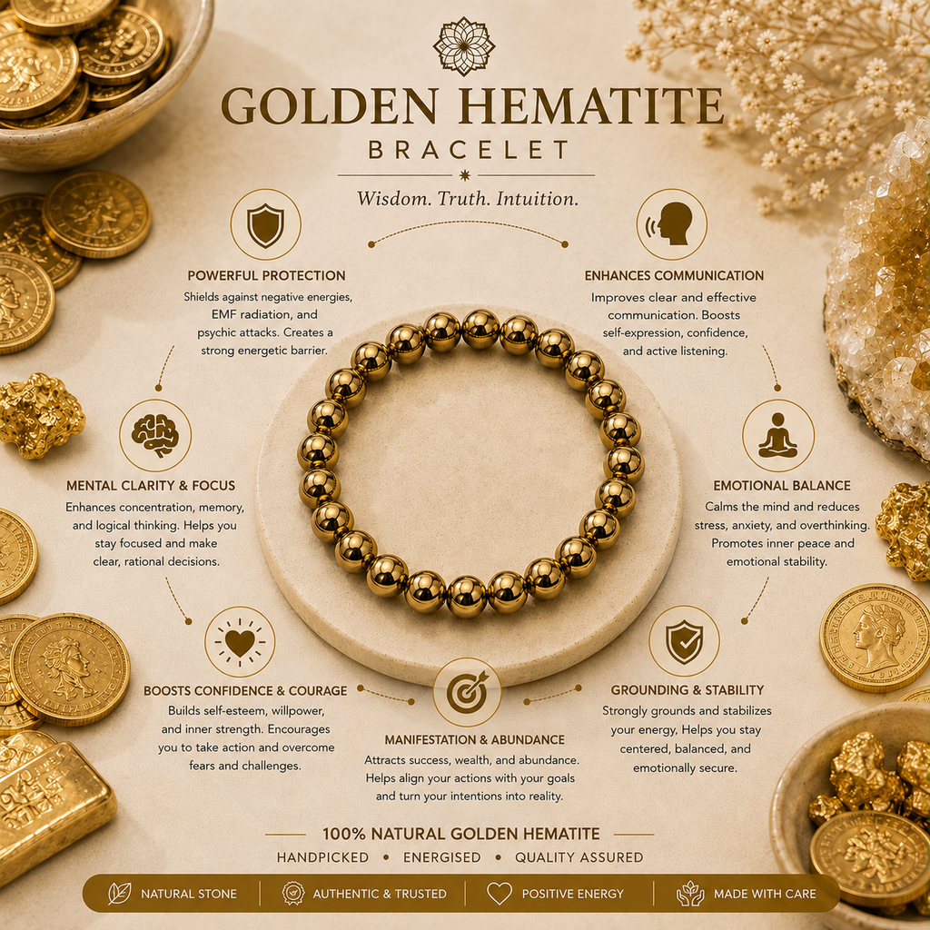 Golden Hematite Bracelet + Free Gangajal And Digital Naam Jap Counter