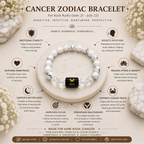 Cancer Zodiac Bracelet (कर्क राशि) | Natural Howlite & Clear Quartz Crystal Bracelet