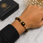 Leo Zodiac Bracelet (सिंह राशि) with Natural Selenite Plate | Tiger Eye, Citrine & Sunstone Bracelet
