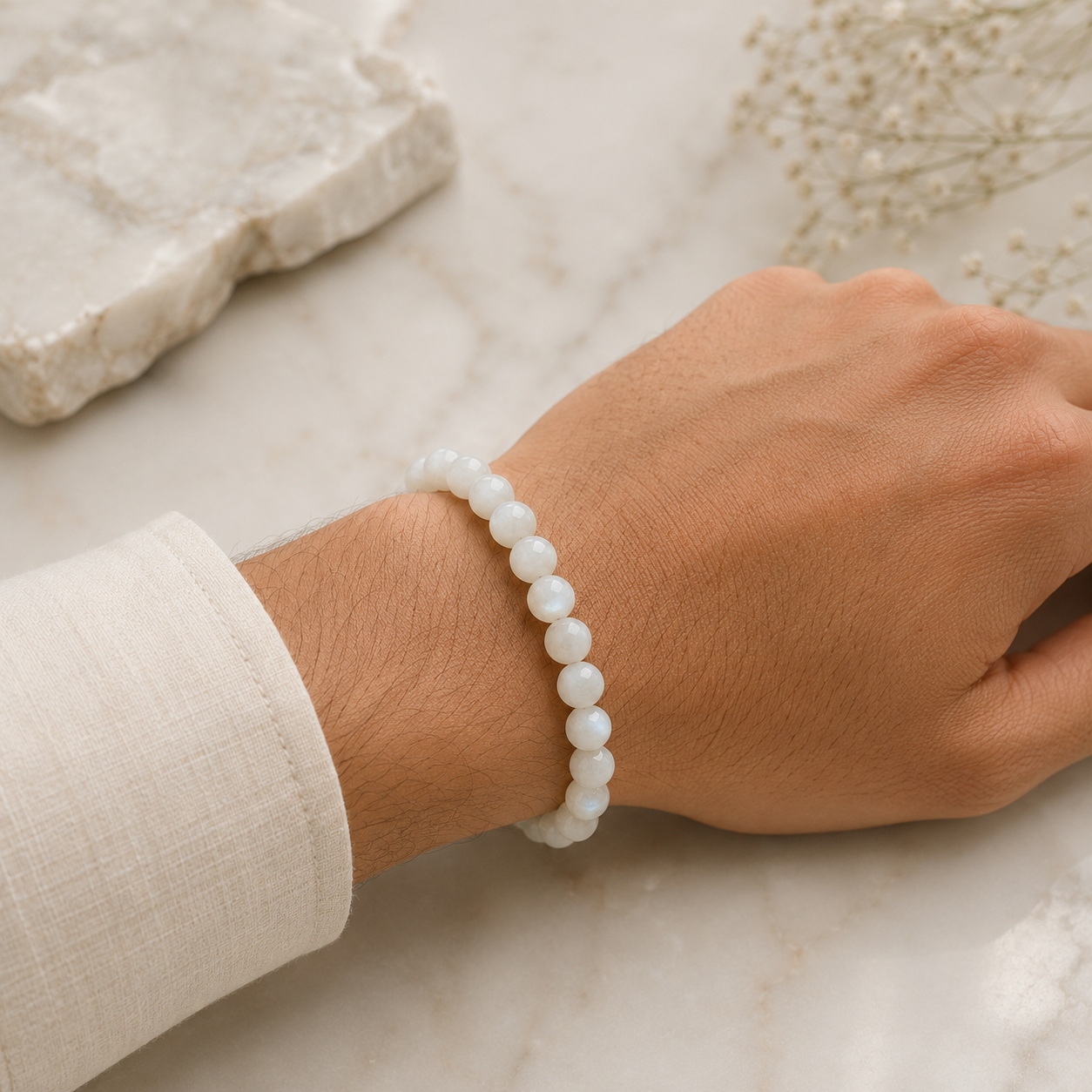 Moonstone Bracelet   + Free Gangajal And Digital Naam Jap Counter
