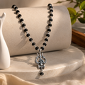 Silver Plated Karungali Mala 8mm with Trishool Pendant + Gangajal And Digital Naam Jap Counter
