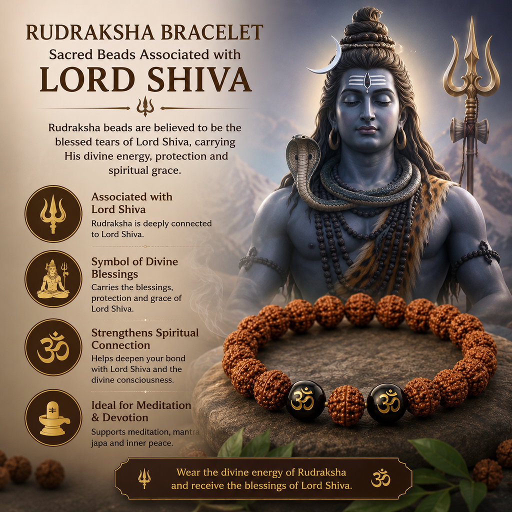 Rudraksha With Om Charm Bracelet