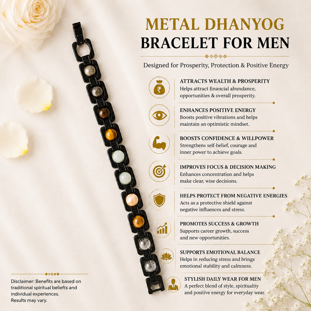 Metal Dhan Yog Bracelet (Black Plated) + Free Gangajal And Naam Jap Counter