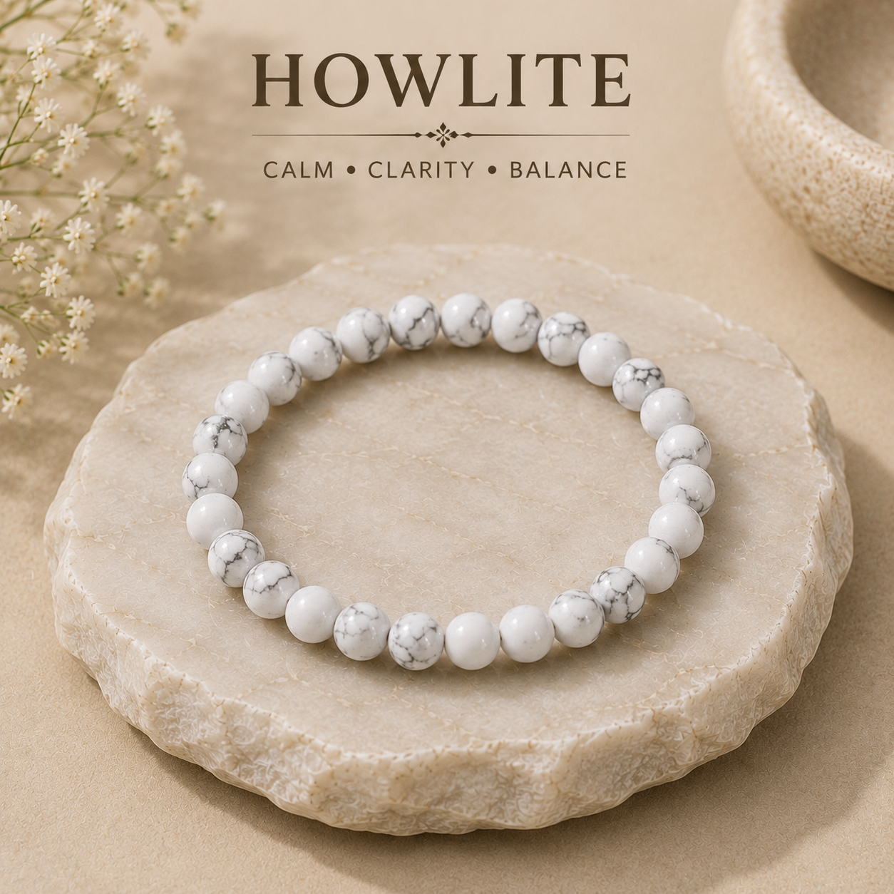 Howlite Bracelet  + Free Gangajal And Digital Naam Jap Counter