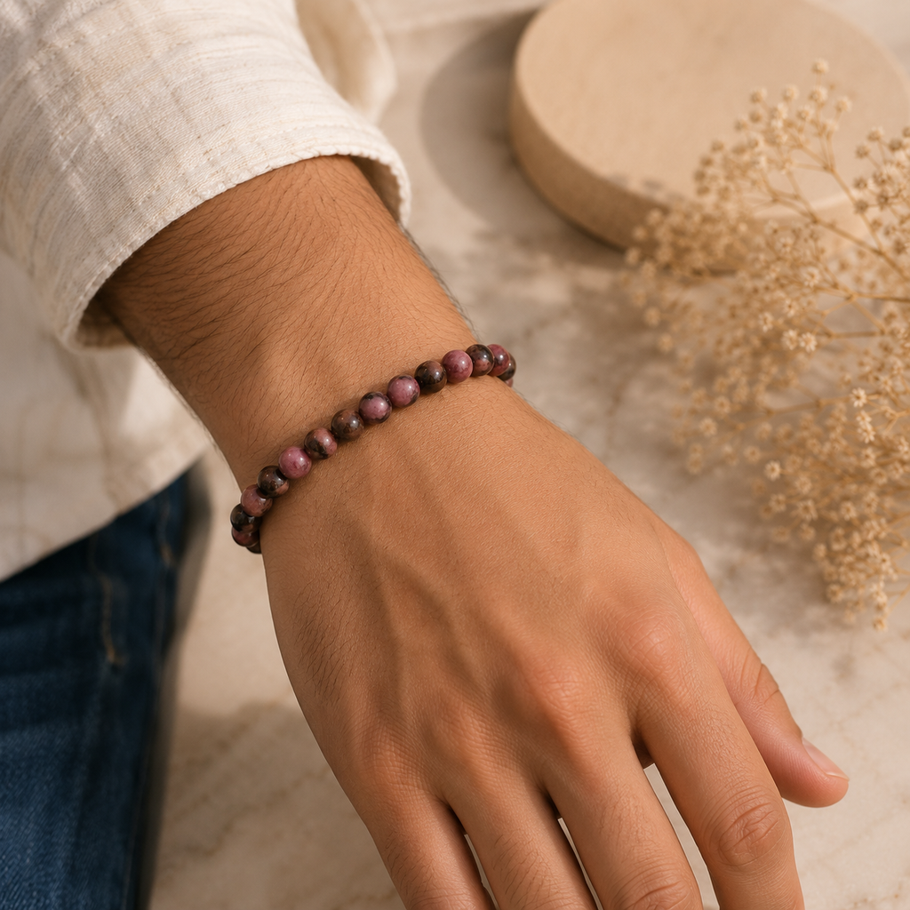 Rhodonite Bracelet  + Free Gangajal And Digital Naam Jap Counter