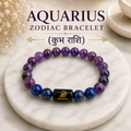 Aquarius Zodiac Bracelet (कुंभ राशि) | Natural Amethyst & Lapis Lazuli Crystal Bracelet