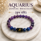 Aquarius Zodiac Bracelet (कुंभ राशि) | Natural Amethyst & Lapis Lazuli Crystal Bracelet