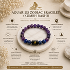 Aquarius Zodiac Bracelet (कुंभ राशि) | Natural Amethyst & Lapis Lazuli Crystal Bracelet