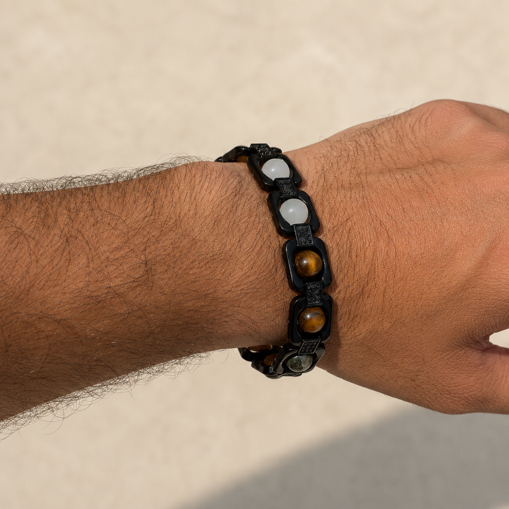 Metal Dhan Yog Bracelet (Black Plated) + Free Gangajal And Naam Jap Counter