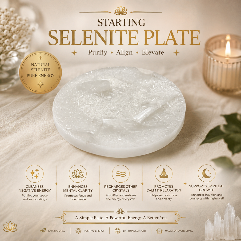 Natural Selenite Charging Plate for Crystal Cleansing & Charging