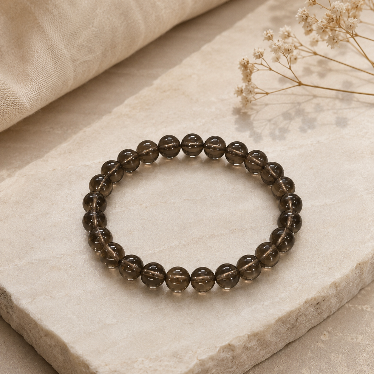 Smoky Quartz Bracelet + Free Gangajal And Digital Naam Jap Counter