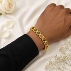 Metal Dhan Yog Men Bracelet (Gold Plated) + Free Gangajal And Digital Naam Jap Counter